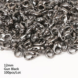 10/12/14/16mm 100pcs Metal Lobster Clasps Hooks Silver/Gold/Rhodium/Gun Black/Bronze Lobster Clasps Hooks For Jewelry Making Finding DIY Necklace