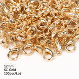 10/12/14/16mm 100pcs Metal Lobster Clasps Hooks Silver/Gold/Rhodium/Gun Black/Bronze Lobster Clasps Hooks For Jewelry Making Finding DIY Necklace
