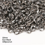 10/12/14/16mm 100pcs Metal Lobster Clasps Hooks Silver/Gold/Rhodium/Gun Black/Bronze Lobster Clasps Hooks For Jewelry Making Finding DIY Necklace