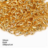 10/12/14/16mm 100pcs Metal Lobster Clasps Hooks Silver/Gold/Rhodium/Gun Black/Bronze Lobster Clasps Hooks For Jewelry Making Finding DIY Necklace
