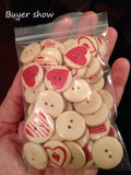 Heart Wooden Buttons (50 Pcs)