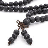 Mala 108 Buddhist Prayer Beads Tibetan 6mm 8mm Natural Lava Rock Stone Healing Gem Stone  Bracelet Necklace