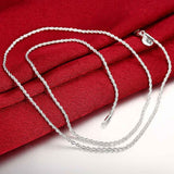 Sterling Silver Plated Necklace Women Man necklace 2mm 16 18 20 22 24 inch Twist Rope Chain jewelry accesory 925 stamp