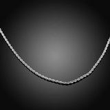 Sterling Silver Plated Necklace Women Man necklace 2mm 16 18 20 22 24 inch Twist Rope Chain jewelry accesory 925 stamp