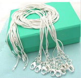 10pcs/lot Wholesale 925 Sterling Silver Plated Necklace Snake Chain 1mm Necklace 16 18 20 22 24"