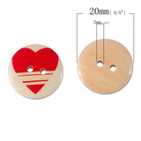 Heart Wooden Buttons (50 Pcs)