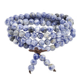 Natural Sodalite Healing Crystal 108 Buddhist Mala Bracelet - Necklace