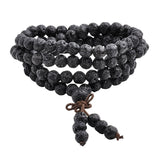 Mala 108 Buddhist Prayer Beads Tibetan 6mm 8mm Natural Lava Rock Stone Healing Gem Stone  Bracelet Necklace