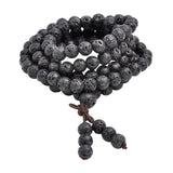 Mala 108 Buddhist Prayer Beads Tibetan 6mm 8mm Natural Lava Rock Stone Healing Gem Stone  Bracelet Necklace