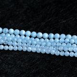 Genuine Natural Green Blue Aquamarine Semi-precious stones Round Loose Beads 4mm 6mm 8mm 10mm 12mm 15"
