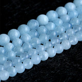 Genuine Natural Green Blue Aquamarine Semi-precious stones Round Loose Beads 4mm 6mm 8mm 10mm 12mm 15"