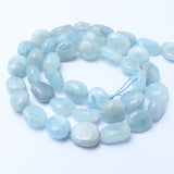 Natural Aquamarine Gemstone Beads 8-10mm Irregular Flat Round Beads For Jewelry Making 15 inches Strand