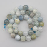 Natural Aquamarine Beads Gemstone For DIY For Jewelry Making Strand 15" 6mm-10mm