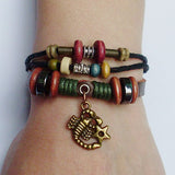SALE 20% OFF 12 Zodiac Signs Charm Bracelet. Boho Style Multilayer Horoscope Bracelet Leather & Hemp & Wood Beads