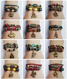 SALE 20% OFF 12 Zodiac Signs Charm Bracelet. Boho Style Multilayer Horoscope Bracelet Leather & Hemp & Wood Beads
