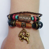 SALE 20% OFF 12 Zodiac Signs Charm Bracelet. Boho Style Multilayer Horoscope Bracelet Leather & Hemp & Wood Beads
