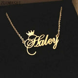 Personalized Name Crown Necklace Stainless Steel Charm Custom Name Jewelry Any Name Lots Of Font Style To Choose For Girls Kids
