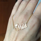 Personalized Name Crown Necklace Stainless Steel Charm Custom Name Jewelry Any Name Lots Of Font Style To Choose For Girls Kids