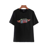 Cute Hot Dog Dachshund Pattern Print T-shirt Short Sleeve O Neck White and Black For Ladies
