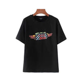 Cute Hot Dog Dachshund Pattern Print T-shirt Short Sleeve O Neck White and Black For Ladies