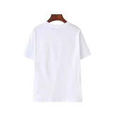 Cute Hot Dog Dachshund Pattern Print T-shirt Short Sleeve O Neck White and Black For Ladies