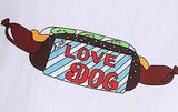 Cute Hot Dog Dachshund Pattern Print T-shirt Short Sleeve O Neck White and Black For Ladies