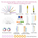 Looen Brand 90pcs Crochet Hooks Set Aluminum Knitting Needles Yarn Craft Kit Knitting Accessories with Pink Case For Women Gift