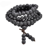 Mala 108 Buddhist Prayer Beads Tibetan 6mm 8mm Natural Lava Rock Stone Healing Gem Stone  Bracelet Necklace