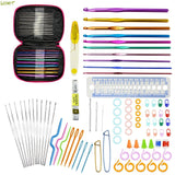 Looen Brand 90pcs Crochet Hooks Set Aluminum Knitting Needles Yarn Craft Kit Knitting Accessories with Pink Case For Women Gift