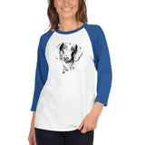 Curious Funny Dachshund Ladies T-Shirt 3/4 Sleeve Raglan Shirt