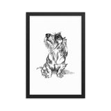 Wire Dachshund Art Print Portrait • Wood Framed Poster