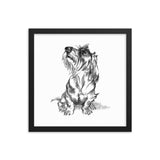 Wire Dachshund Art Print Portrait • Wood Framed Poster