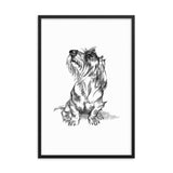 Wire Dachshund Art Print Portrait • Wood Framed Poster