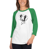 Curious Funny Dachshund Ladies T-Shirt 3/4 Sleeve Raglan Shirt