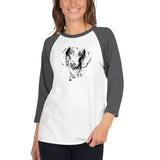 Curious Funny Dachshund Ladies T-Shirt 3/4 Sleeve Raglan Shirt