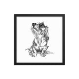 Wire Dachshund Art Print Portrait • Wood Framed Poster