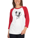 Curious Funny Dachshund Ladies T-Shirt 3/4 Sleeve Raglan Shirt