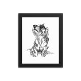 Wire Dachshund Art Print Portrait • Wood Framed Poster