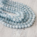 Round Natural Aquamarine Beads 4mm  Approx 95 pcs About 15 inch Strand