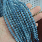 Natural Aquamarine Gemstone Beads  6mm, 8mm Round for DIY Jewelry Making Strand 15"