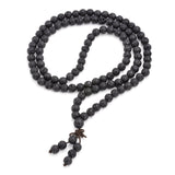 Mala 108 Buddhist Prayer Beads Tibetan 6mm 8mm Natural Lava Rock Stone Healing Gem Stone  Bracelet Necklace
