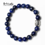 Natural Stone Bead Bracelet Boho with Buddha Charm