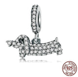 Dachshund Pendant Charms Fashion Jewelry 925 Sterling Silver Crystal Fit Bracelets & Necklaces Chain