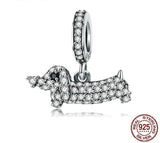 Dachshund Pendant Charms Fashion Jewelry 925 Sterling Silver Crystal Fit Bracelets & Necklaces Chain
