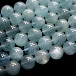 Natural Aquamarine Gemstone 12-12.5mm Round Beads for jewelry making