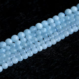 Genuine Natural Green Blue Aquamarine Semi-precious stones Round Loose Beads 4mm 6mm 8mm 10mm 12mm 15"