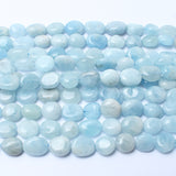 Natural Aquamarine Gemstone Beads 8-10mm Irregular Flat Round Beads For Jewelry Making 15 inches Strand