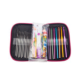 Looen Brand 90pcs Crochet Hooks Set Aluminum Knitting Needles Yarn Craft Kit Knitting Accessories with Pink Case For Women Gift